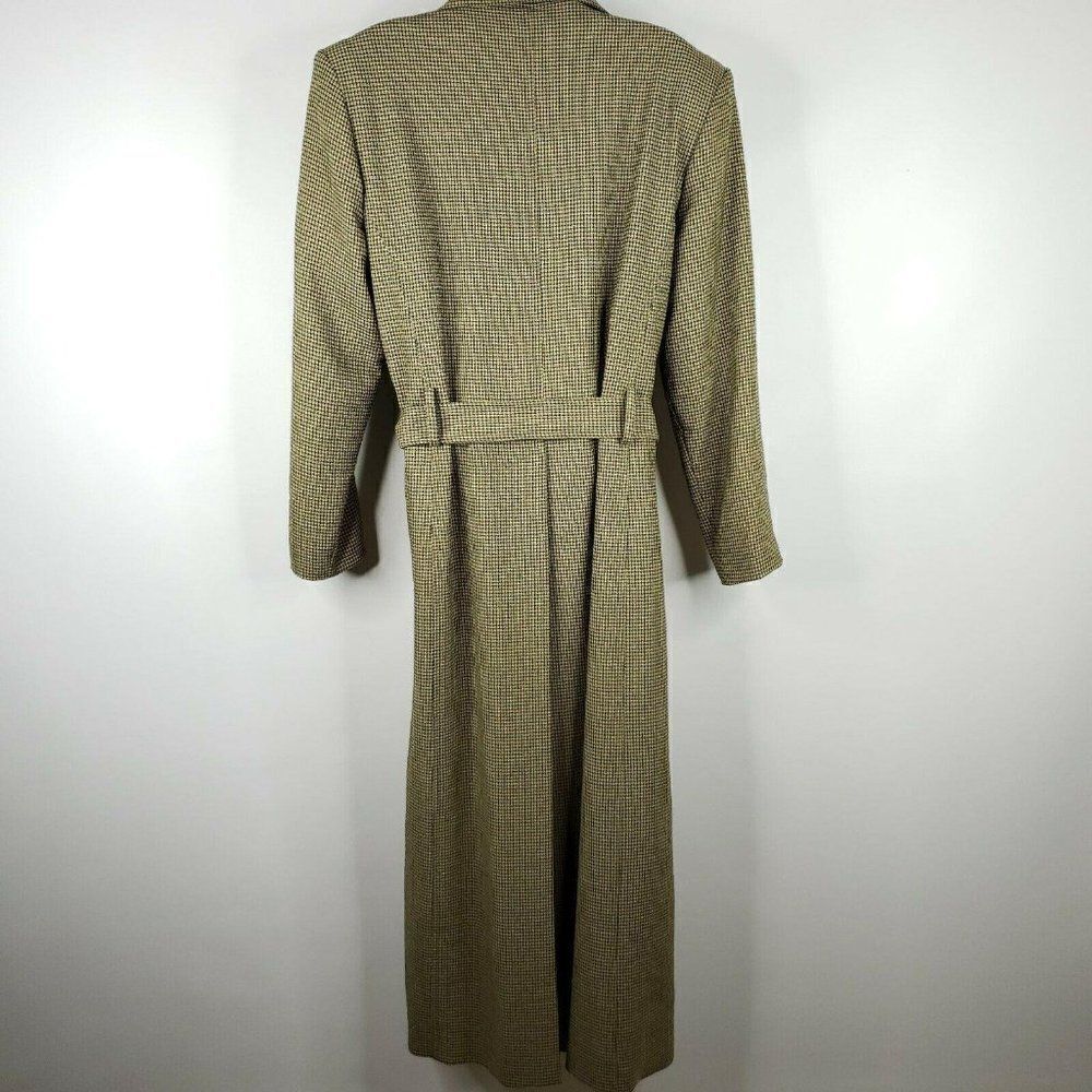 Vintage Eva Polini Full Length Belted Overcoat 10 Beige Black Check Made In USA - Picture 9 of 12